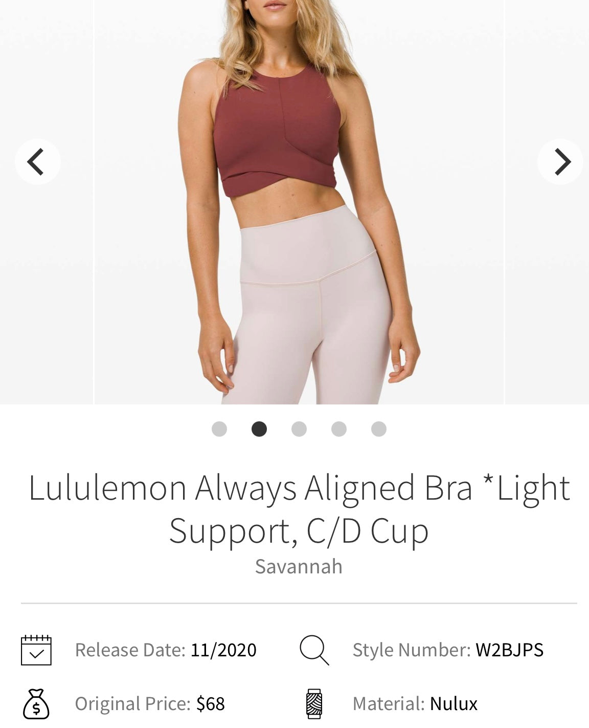 Lululemon Always Aligned Bra